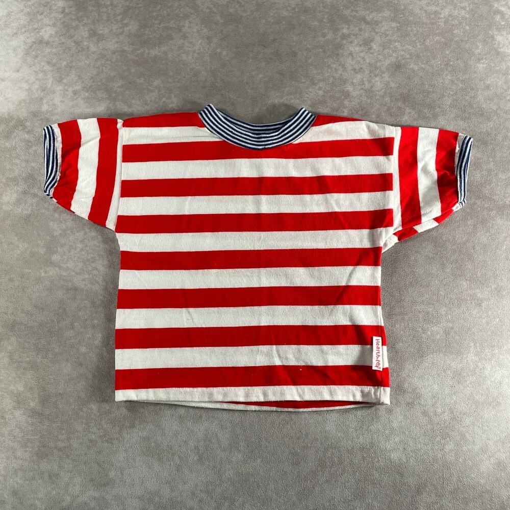 80s 90s Youth Vintage Health tex T-Shirt Red White Stripe Ringer Kids Size 4T